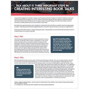 Talk About It: Three Important Steps In Creating Interesting Book Talks